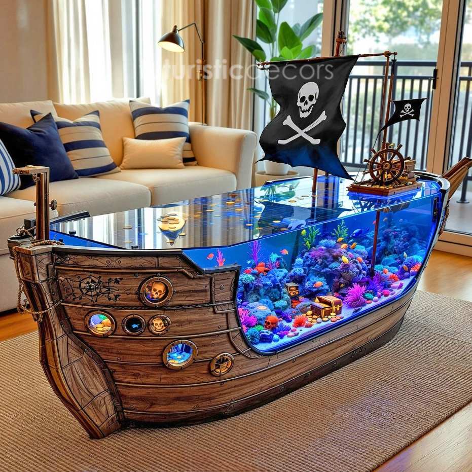 Pirate Ship Aquarium Coffee Table
