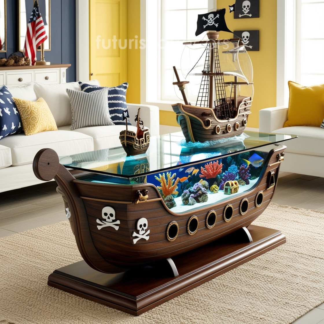 Pirate Ship Aquarium Coffee Table