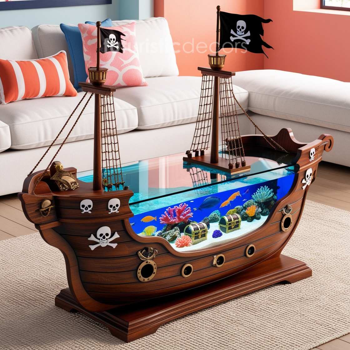 Pirate Ship Aquarium Coffee Table