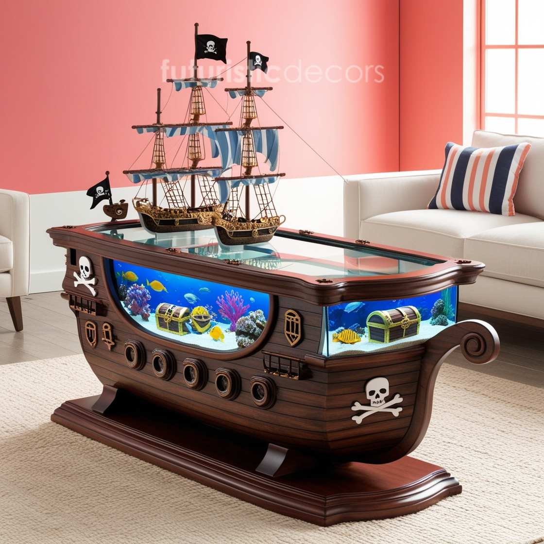 Pirate Ship Aquarium Coffee Table