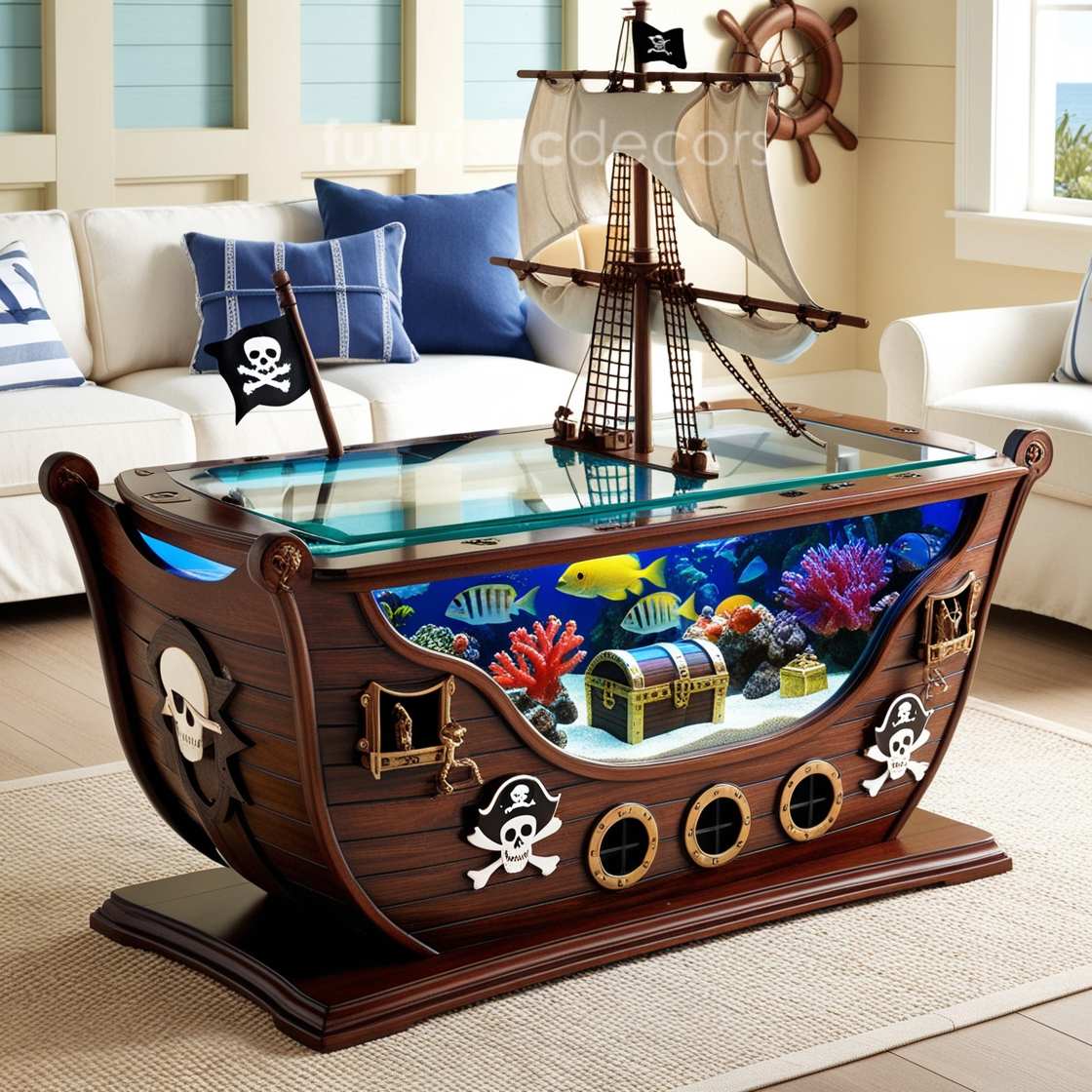 Pirate Ship Aquarium Coffee Table