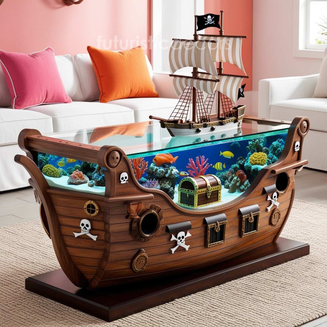 Pirate Ship Aquarium Coffee Table