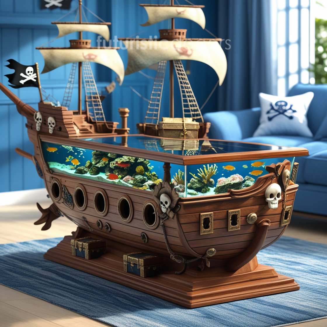 Pirate Ship Aquarium Coffee Table