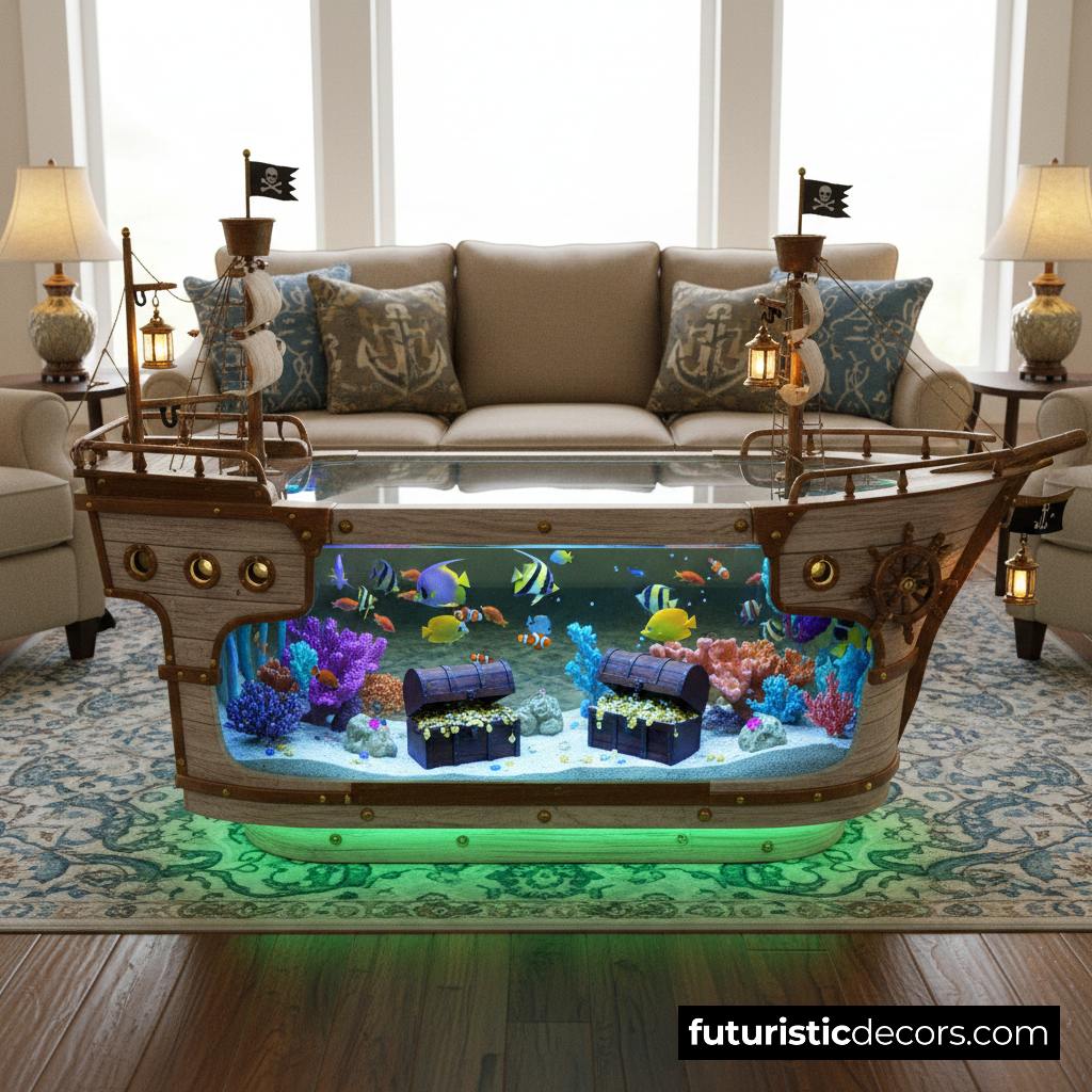 Pirate Ship Aquarium Coffee Table