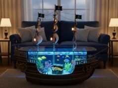 Pirate Ship Aquarium Coffee Tables with Built-in LED Lights Pirate Ship Aquarium Coffee Table
