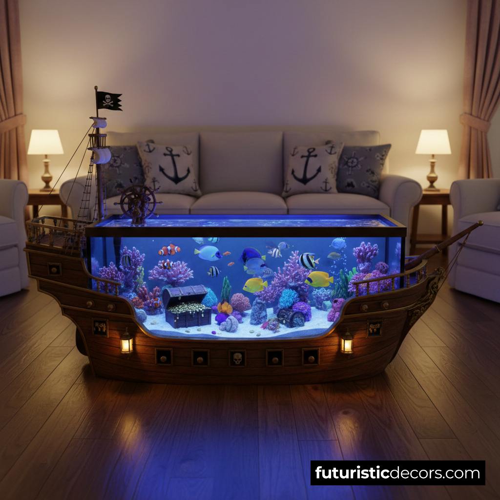 Pirate Ship Aquarium Coffee Tables