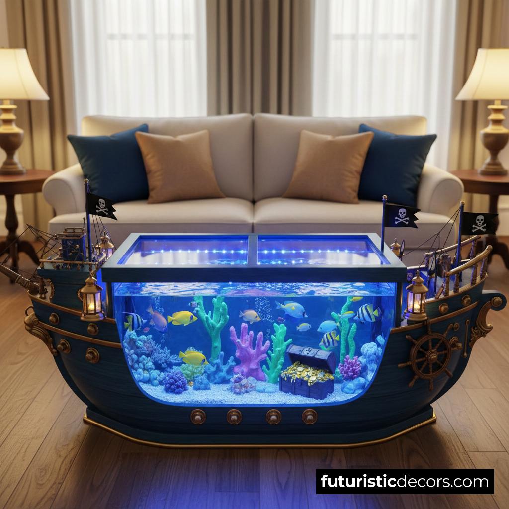Pirate Ship Aquarium Coffee Tables