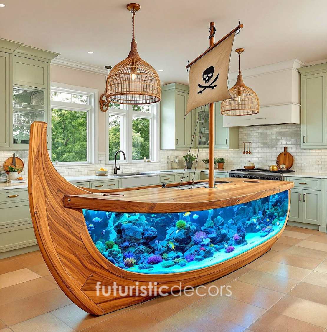 Pirate Ship Aquarium Kitchen Islands