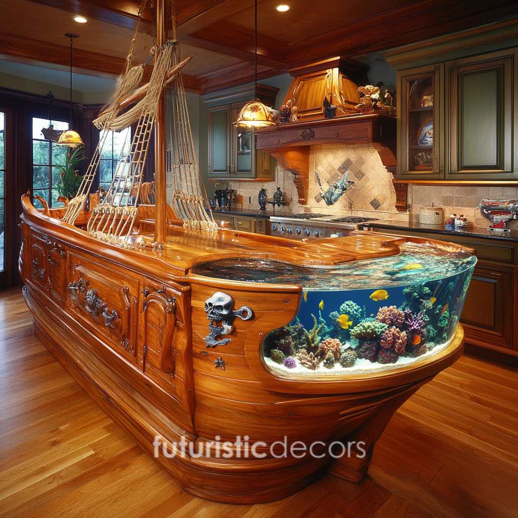 Pirate Ship Aquarium Kitchen Islands