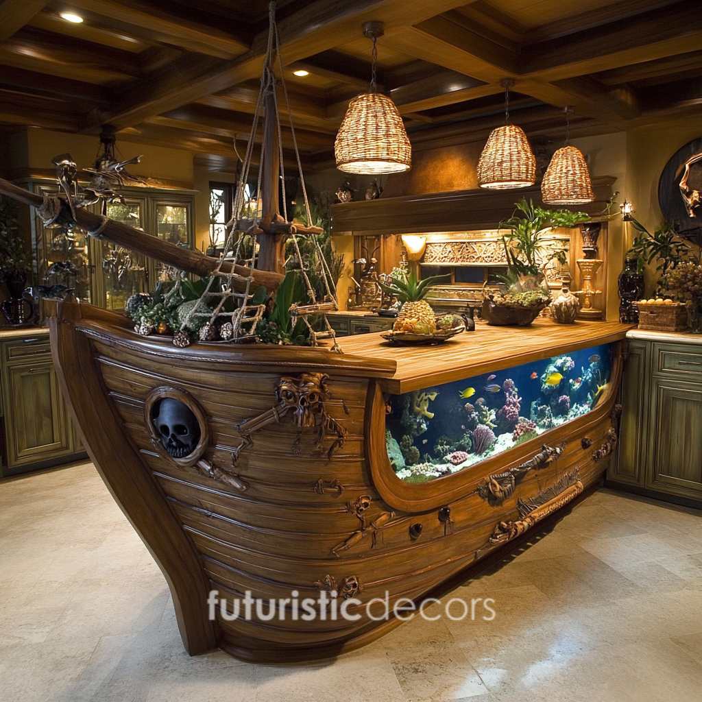 Pirate Ship Aquarium Kitchen Islands
