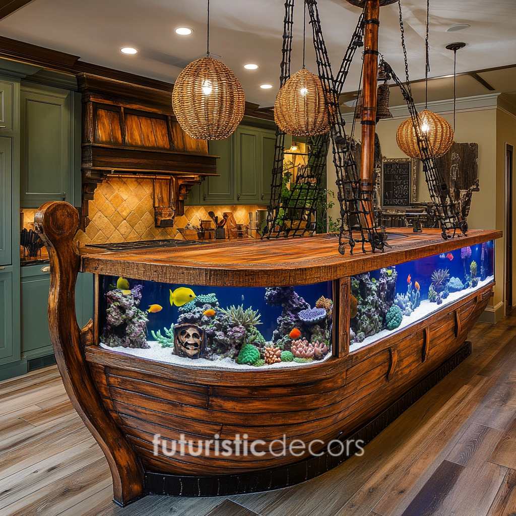 Pirate Ship Aquarium Kitchen Islands