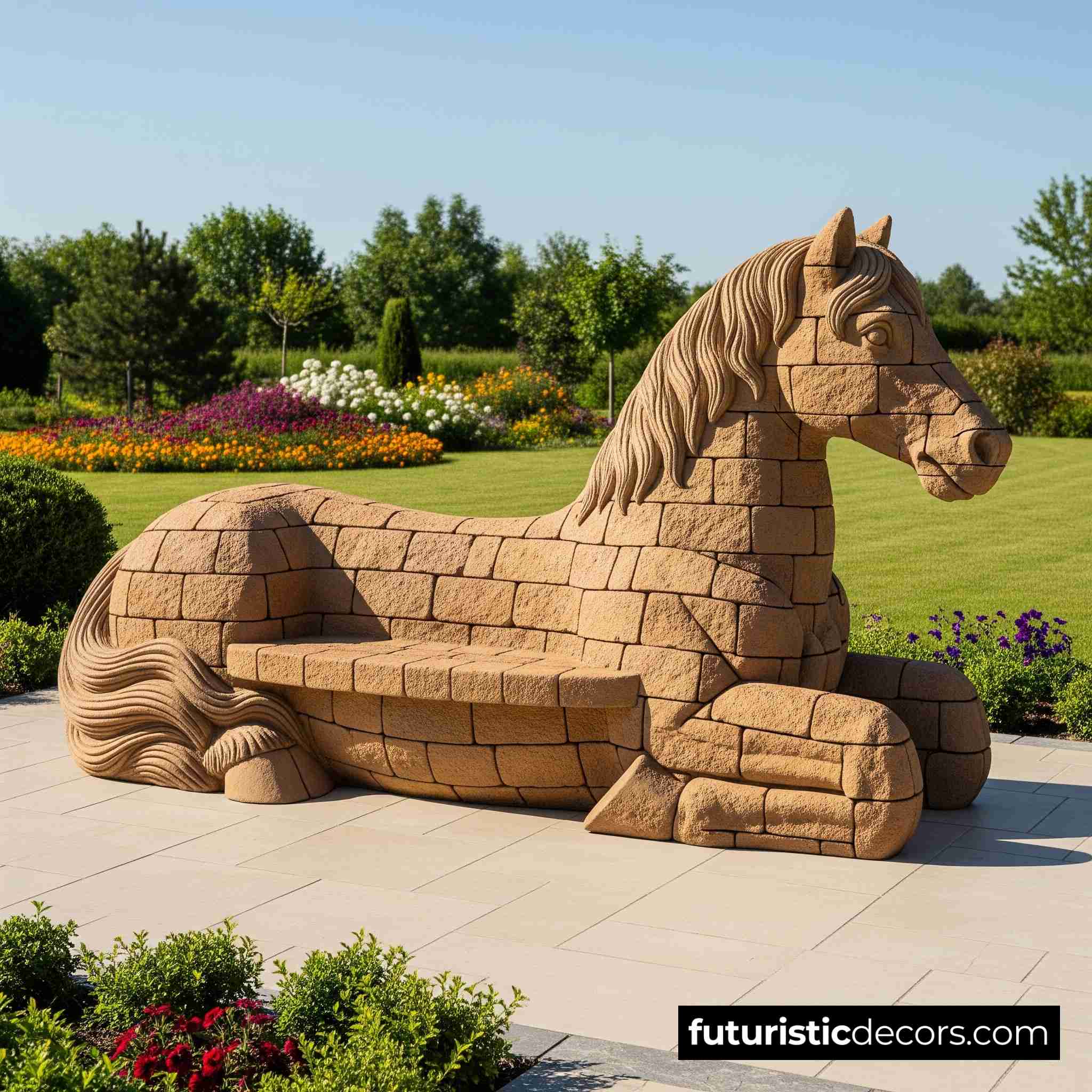 Animal benches made from stone