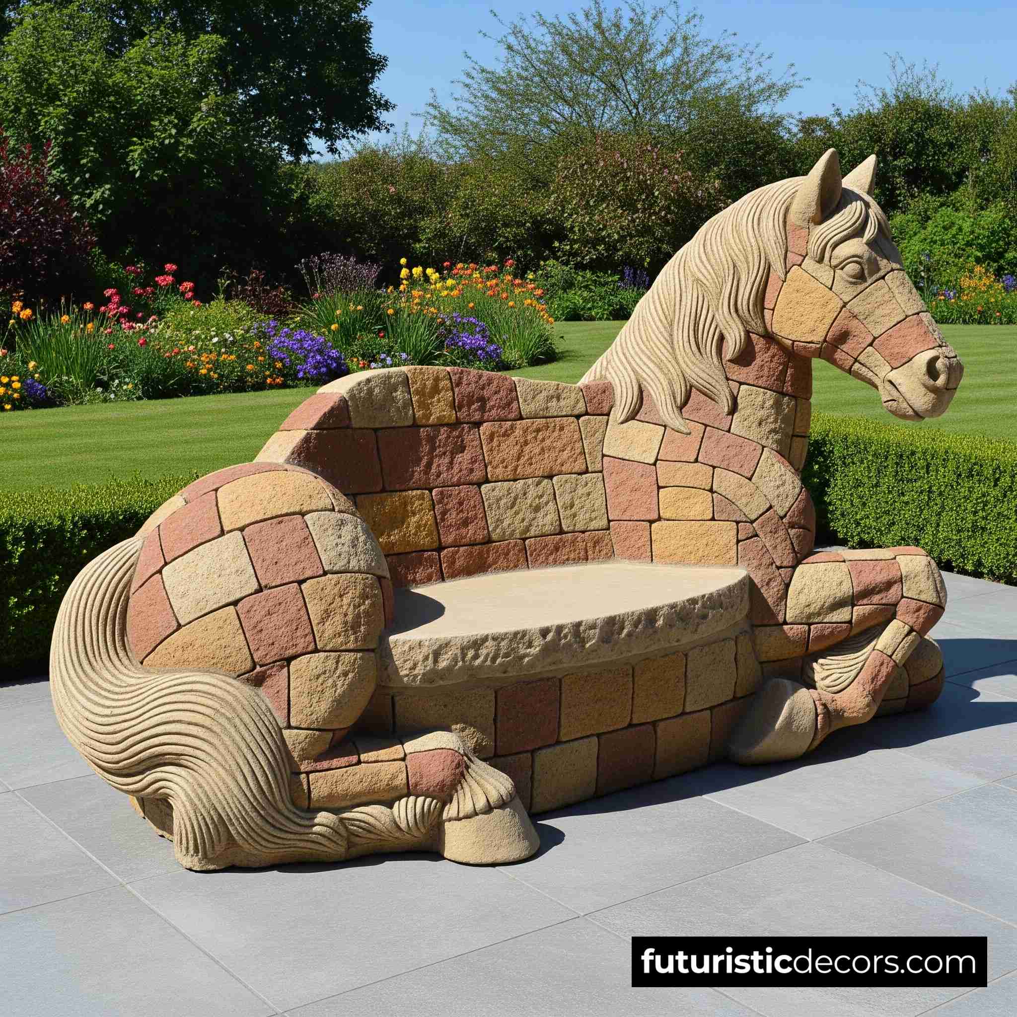 Animal benches made from stone