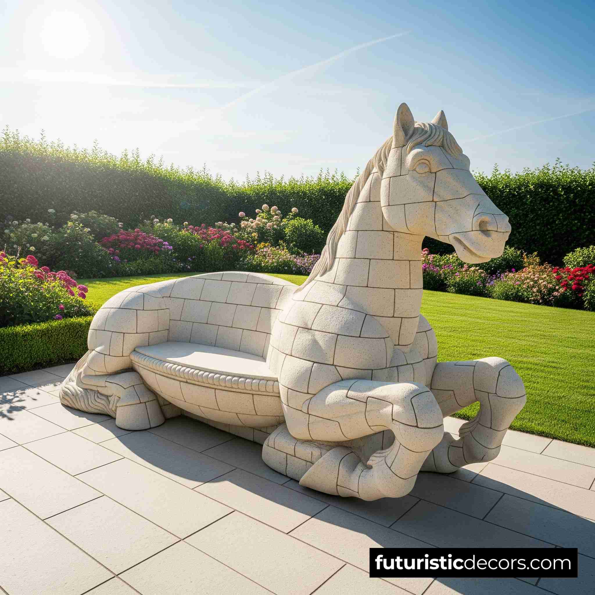 Animal benches made from stone