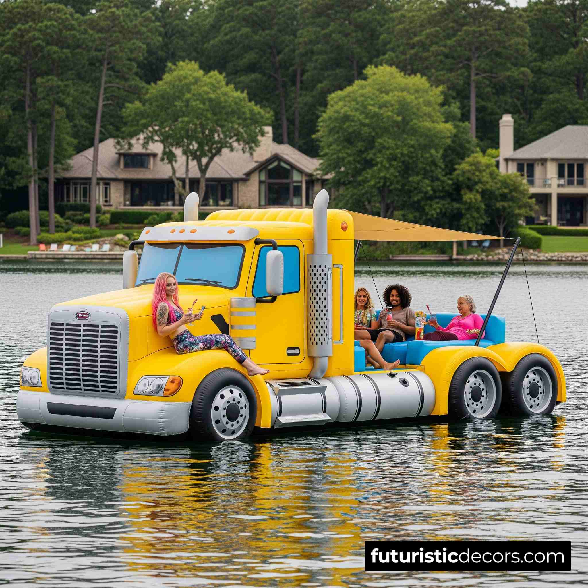 Semi-Truck Lake Party Floats