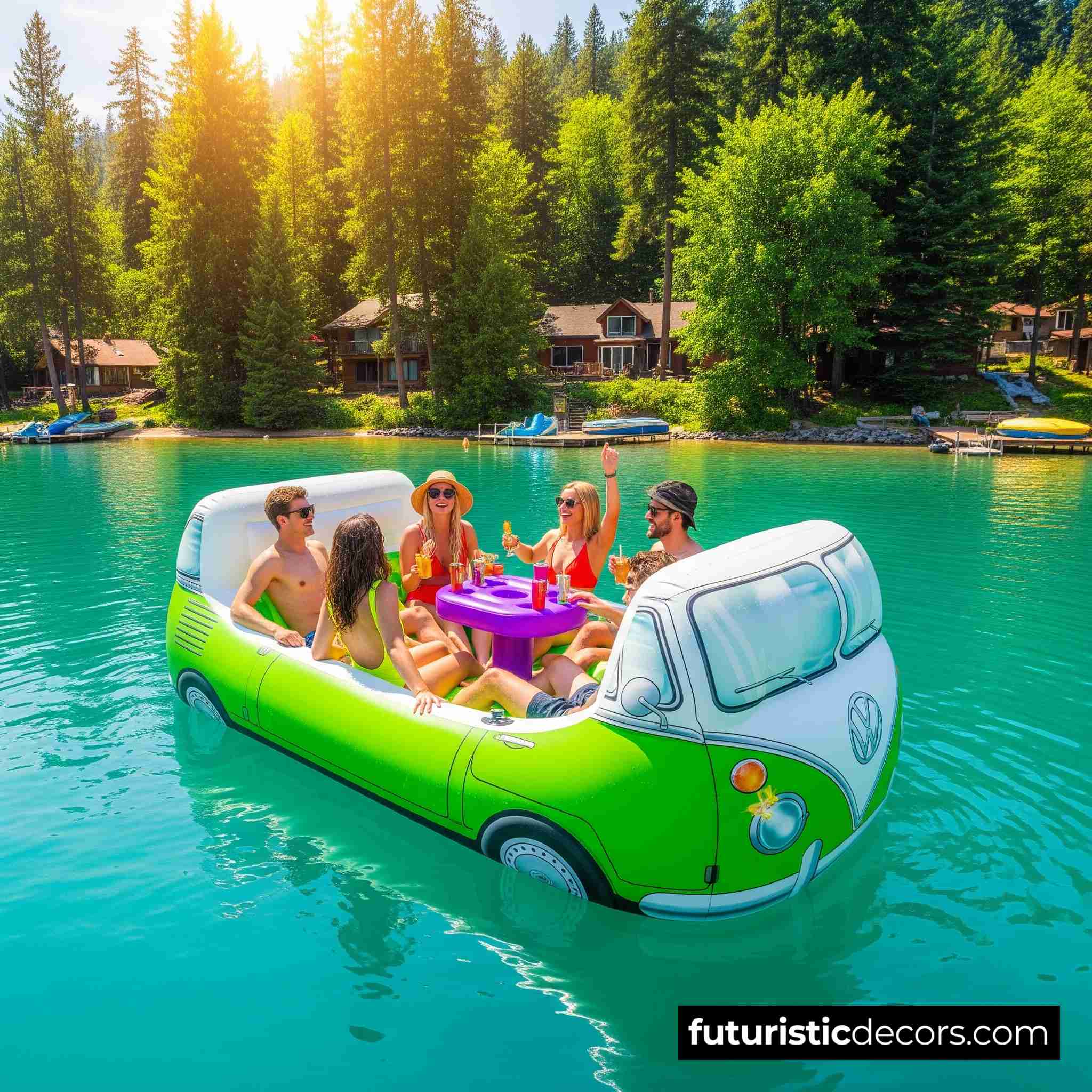 Inflatable VW Bus Lake Float