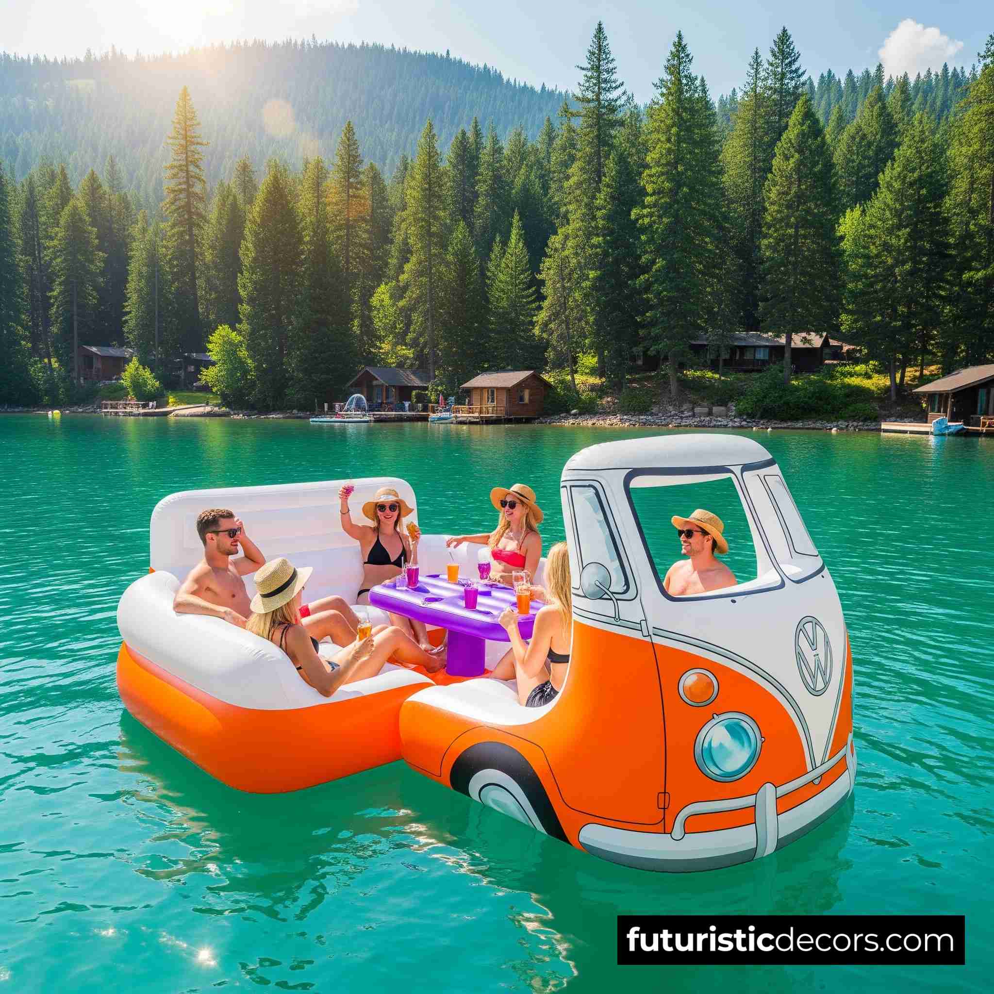 Inflatable VW Bus Lake Float