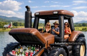 Giant Inflatable Tractor Lake Floats Bring Farming Fun to the Water Inflatable Tractor Float