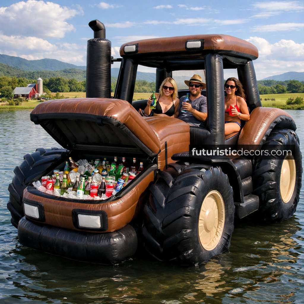 Giant Inflatable Tractor Lake Floats Bring Farming Fun to the Water Inflatable Tractor Float
