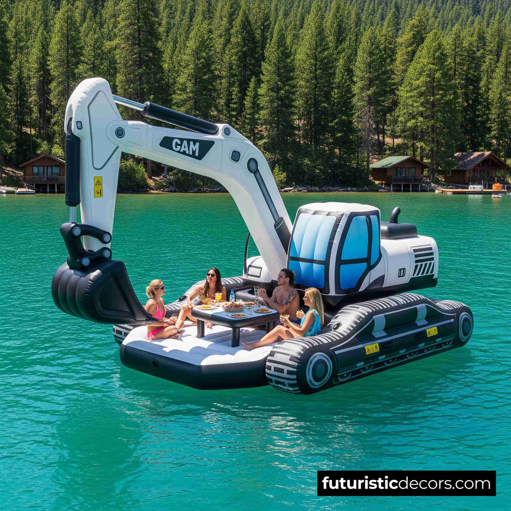 Inflatable excavator lake float