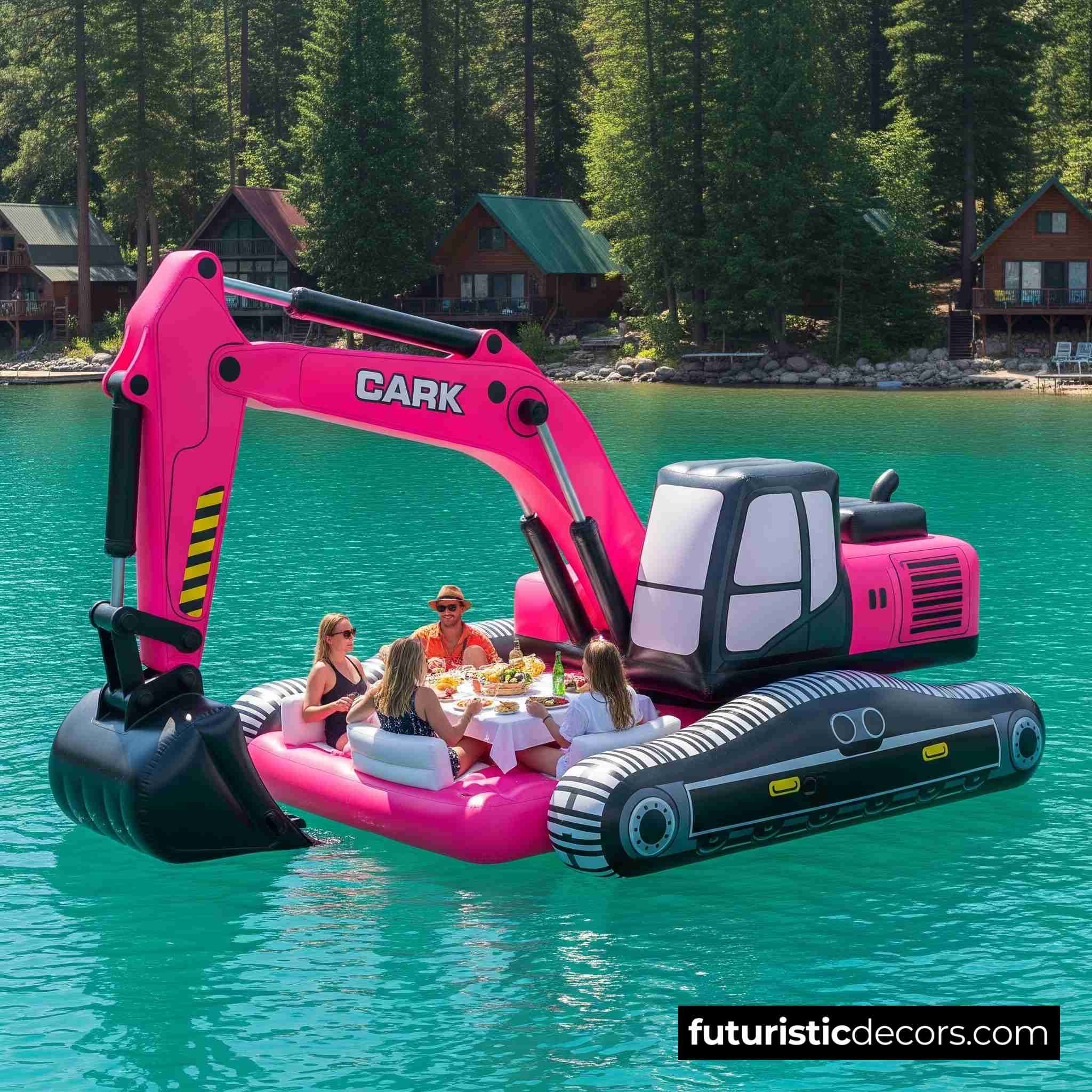 Inflatable excavator lake float