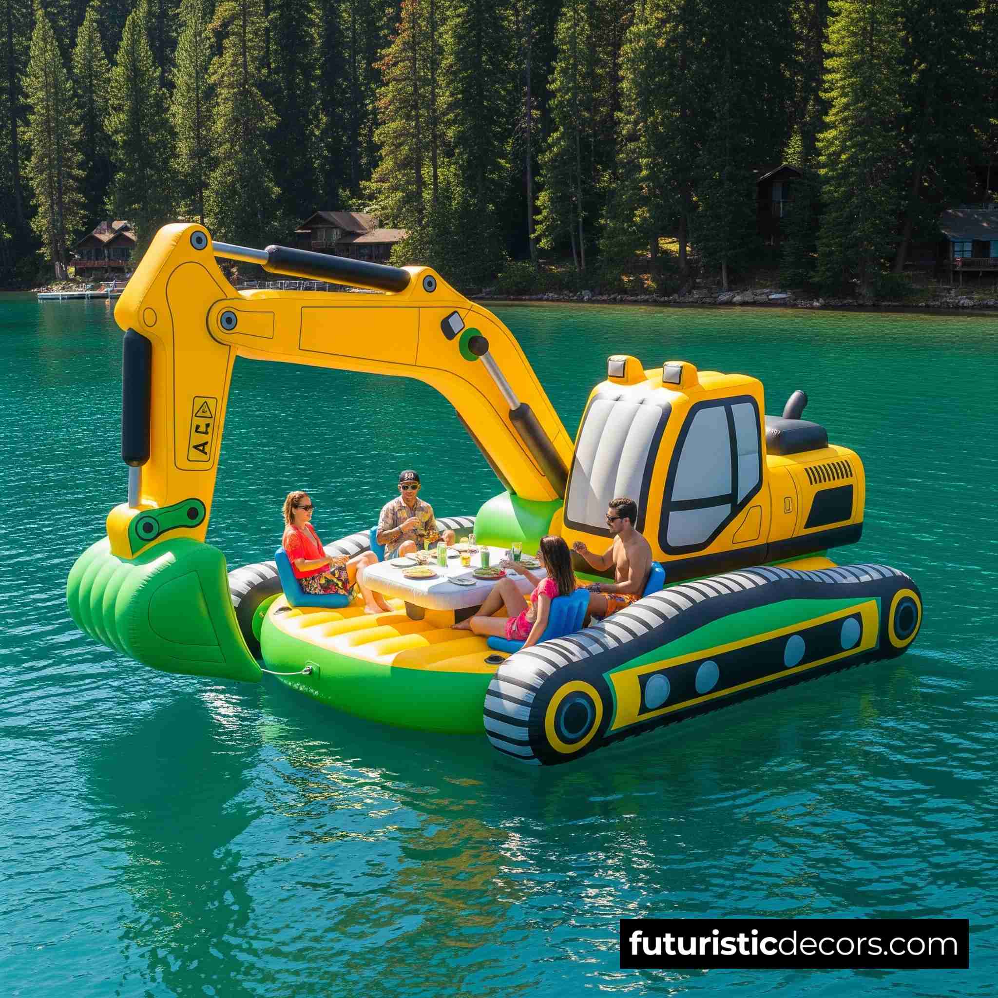 Inflatable excavator lake float