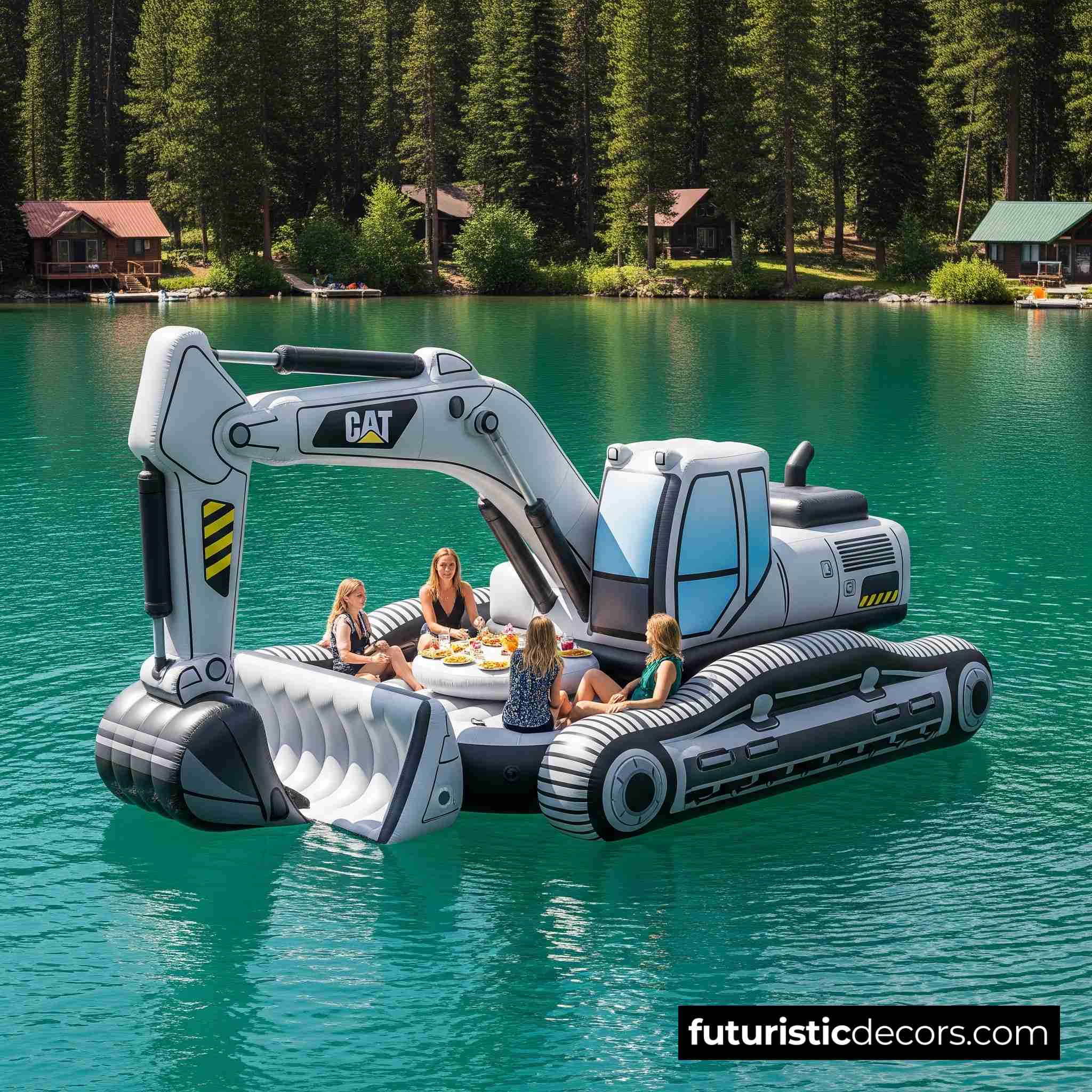 Inflatable excavator lake float