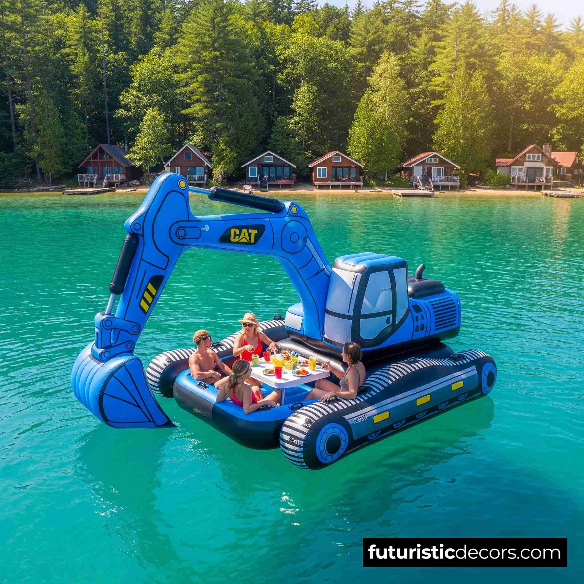 Inflatable excavator lake float
