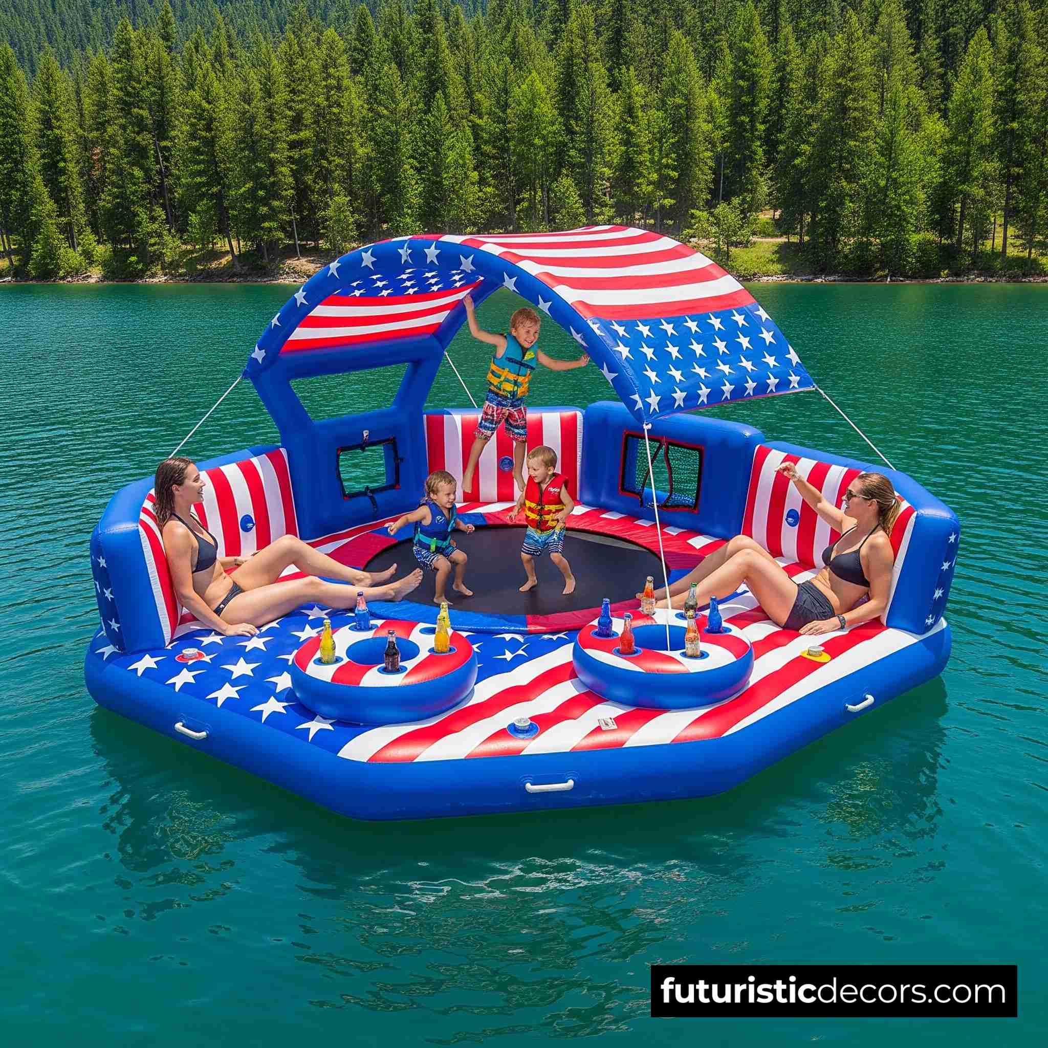Inflatable Party Floats With Built-In Trampolines