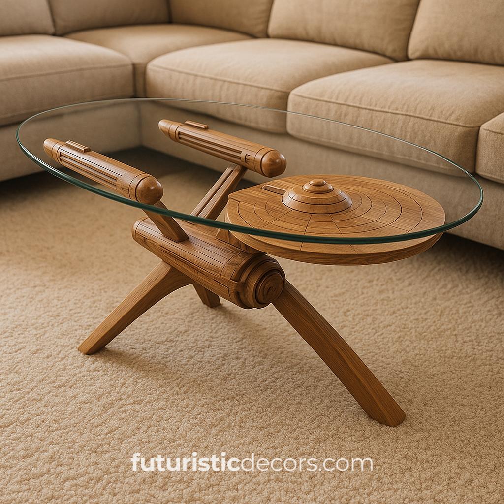 Carved Starship Enterprise Coffee Table