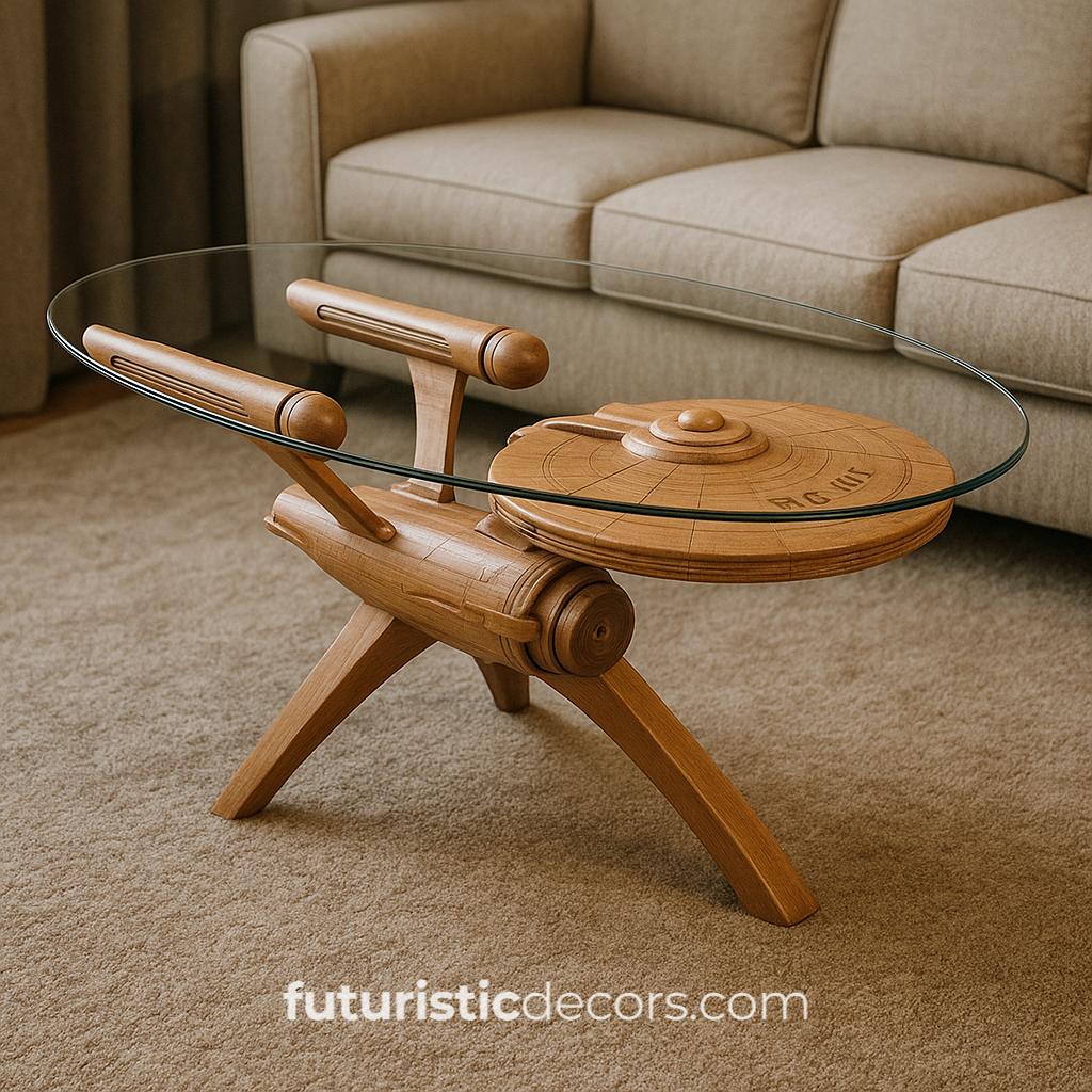 Carved Starship Enterprise Coffee Table