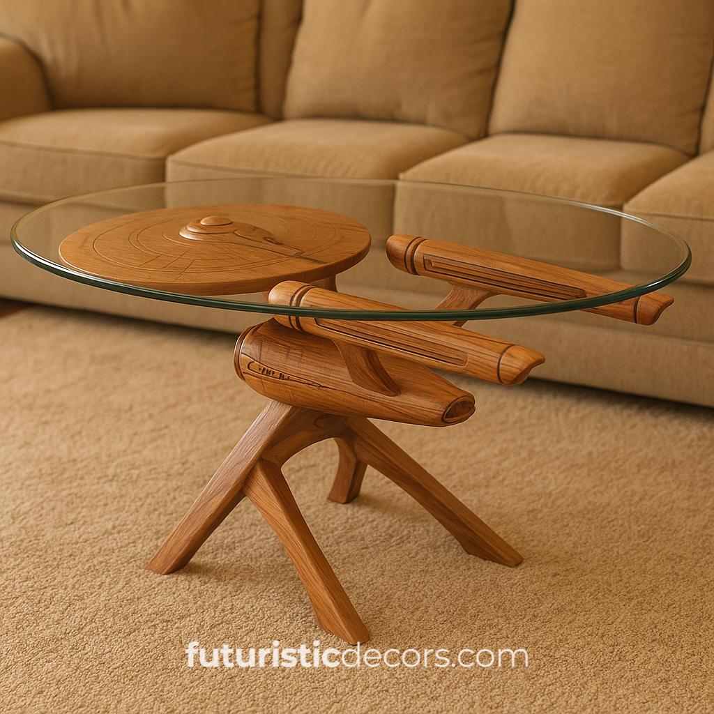 Carved Starship Enterprise Coffee Table