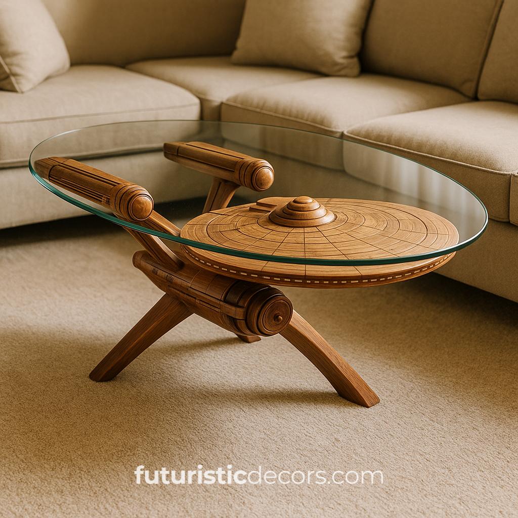 Carved Starship Enterprise Coffee Table