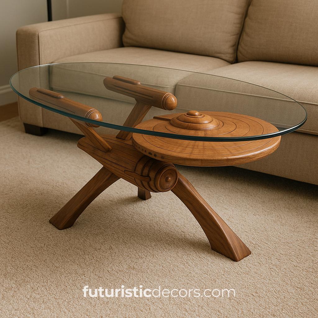 Carved Starship Enterprise Coffee Table