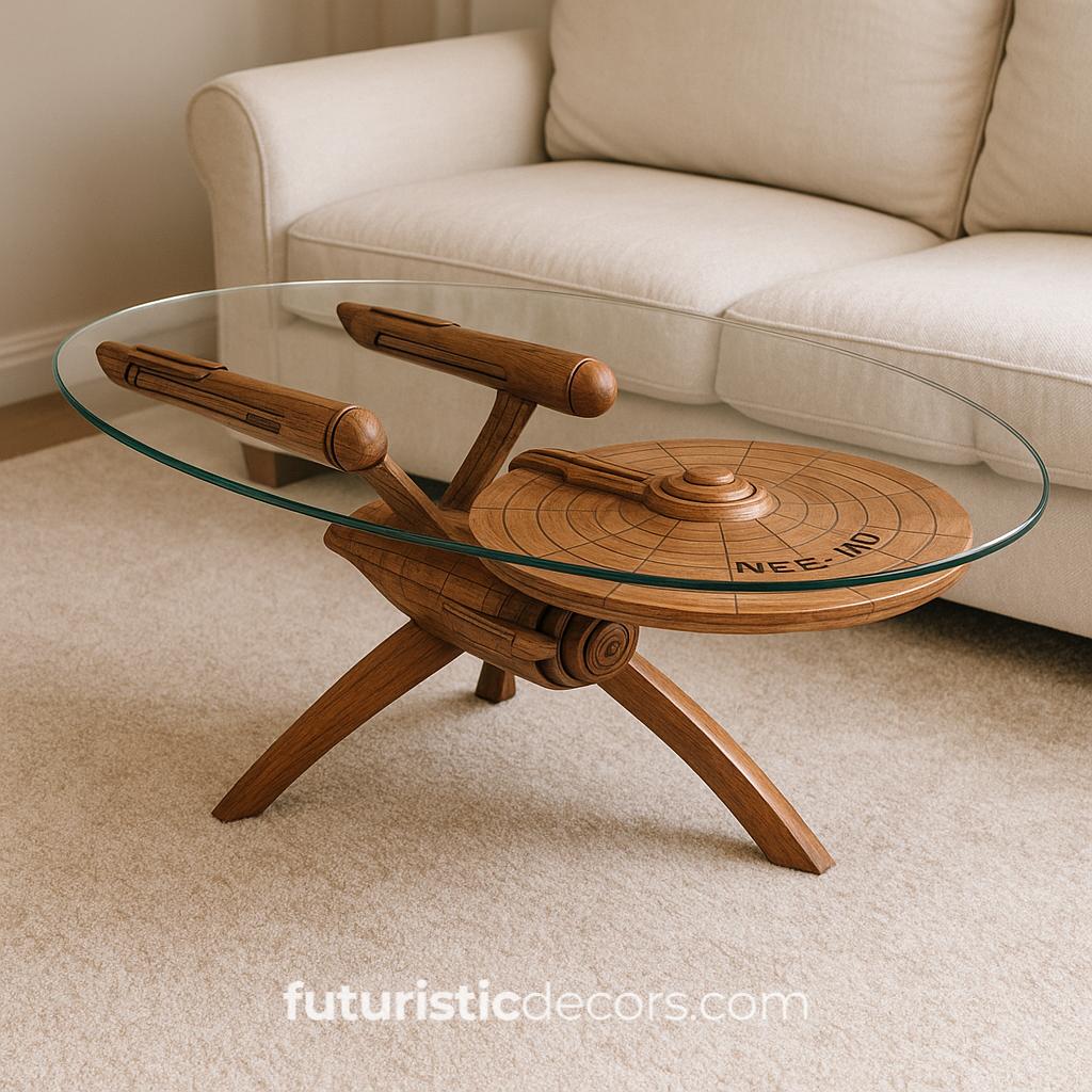 Carved Starship Enterprise Coffee Table