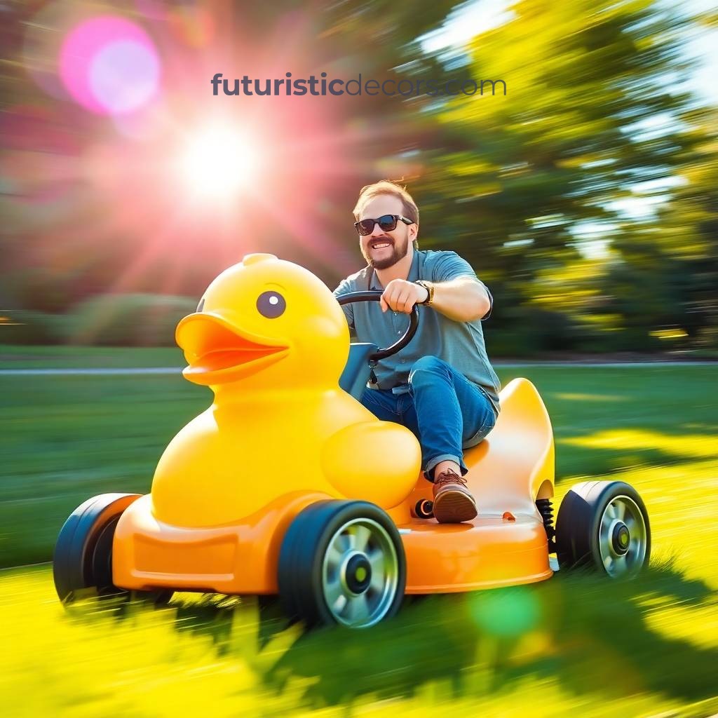 Rubber ducky lawn mowers