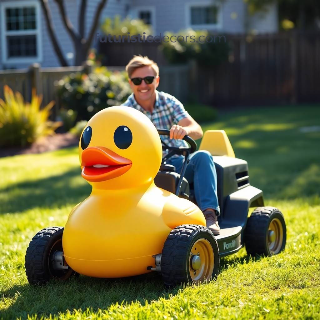 Rubber ducky lawn mowers