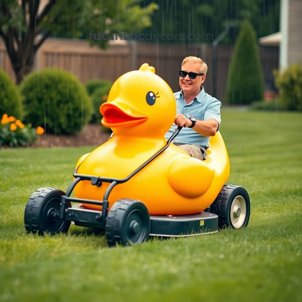 Rubber ducky lawn mowers