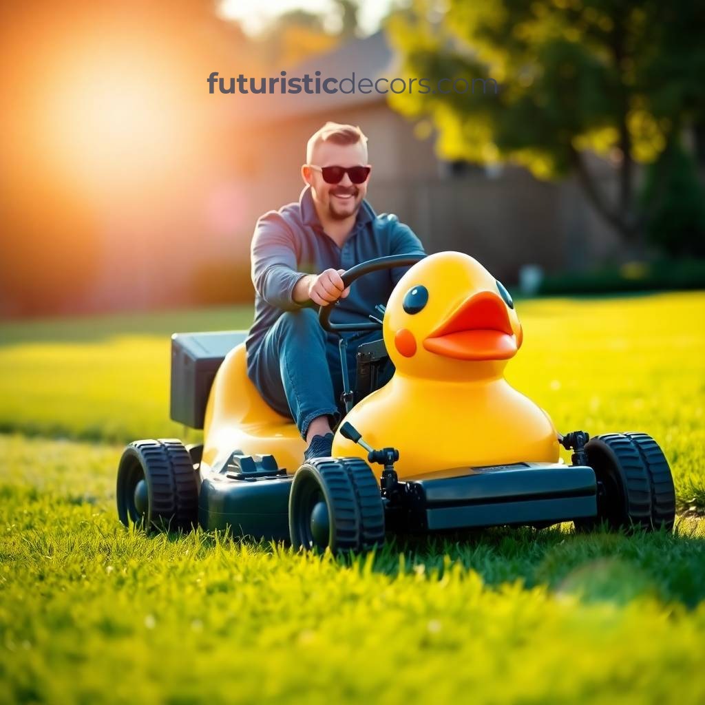 Rubber ducky lawn mowers