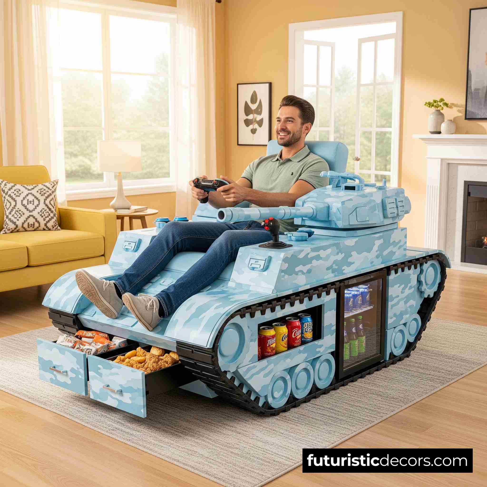 Tank Recliner with Built-in Kitchen