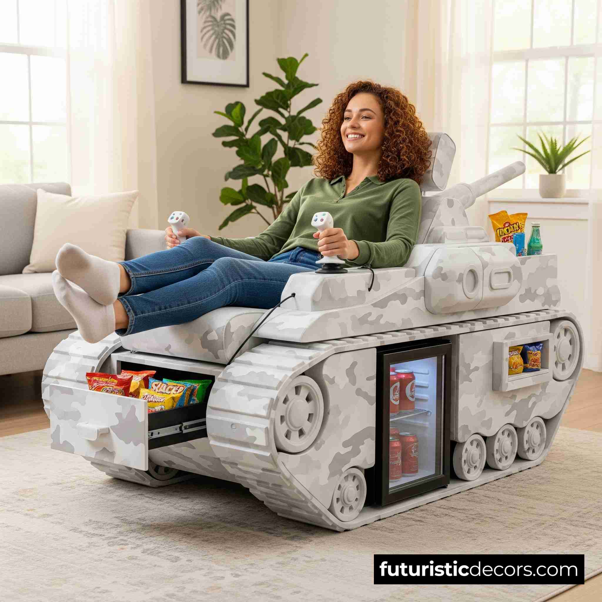 Tank Recliner with Built-in Kitchen