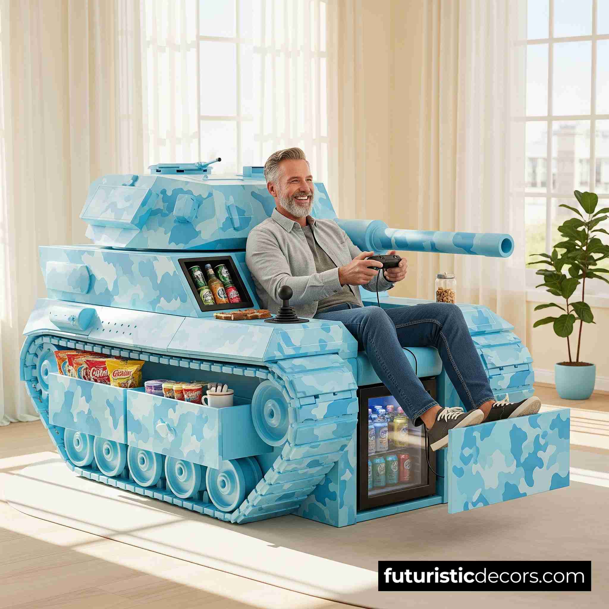 Tank Recliner with Built-in Kitchen