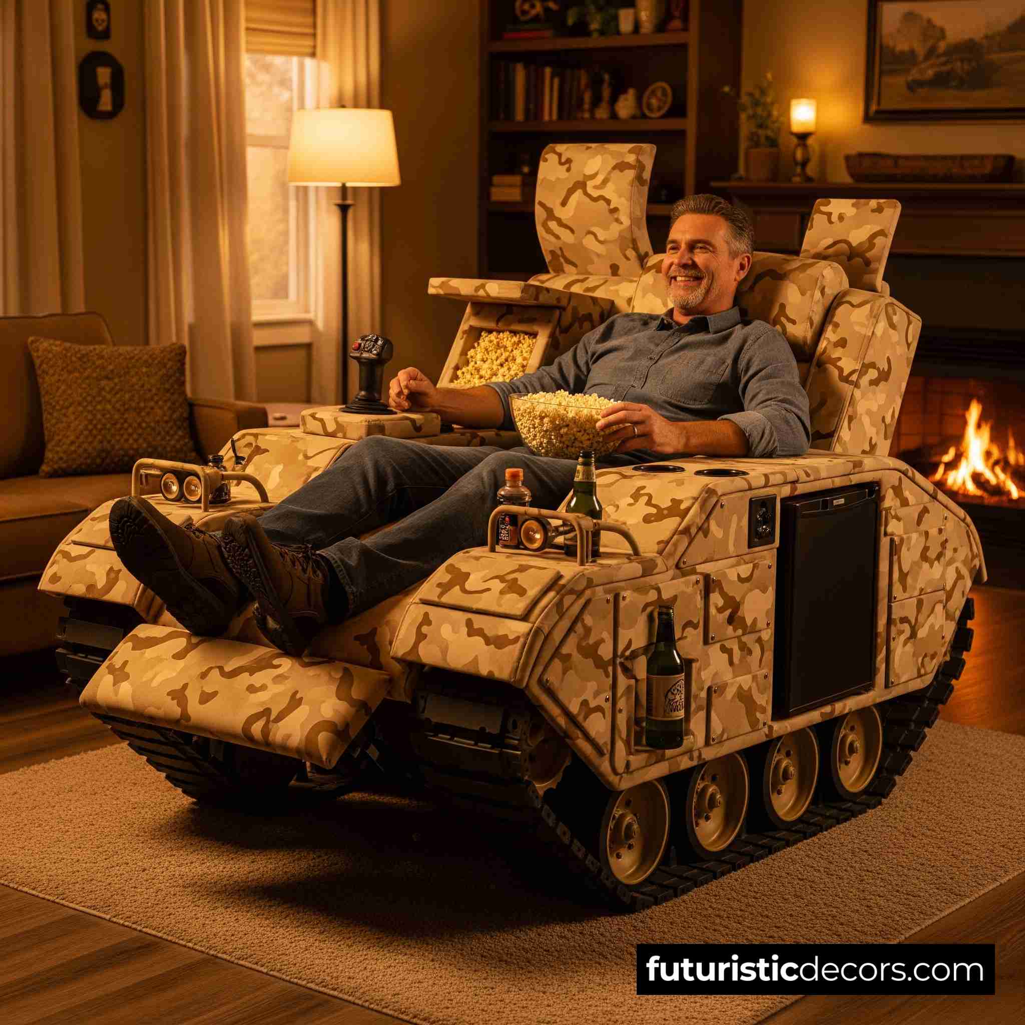Tank Recliner with Built-in Kitchen