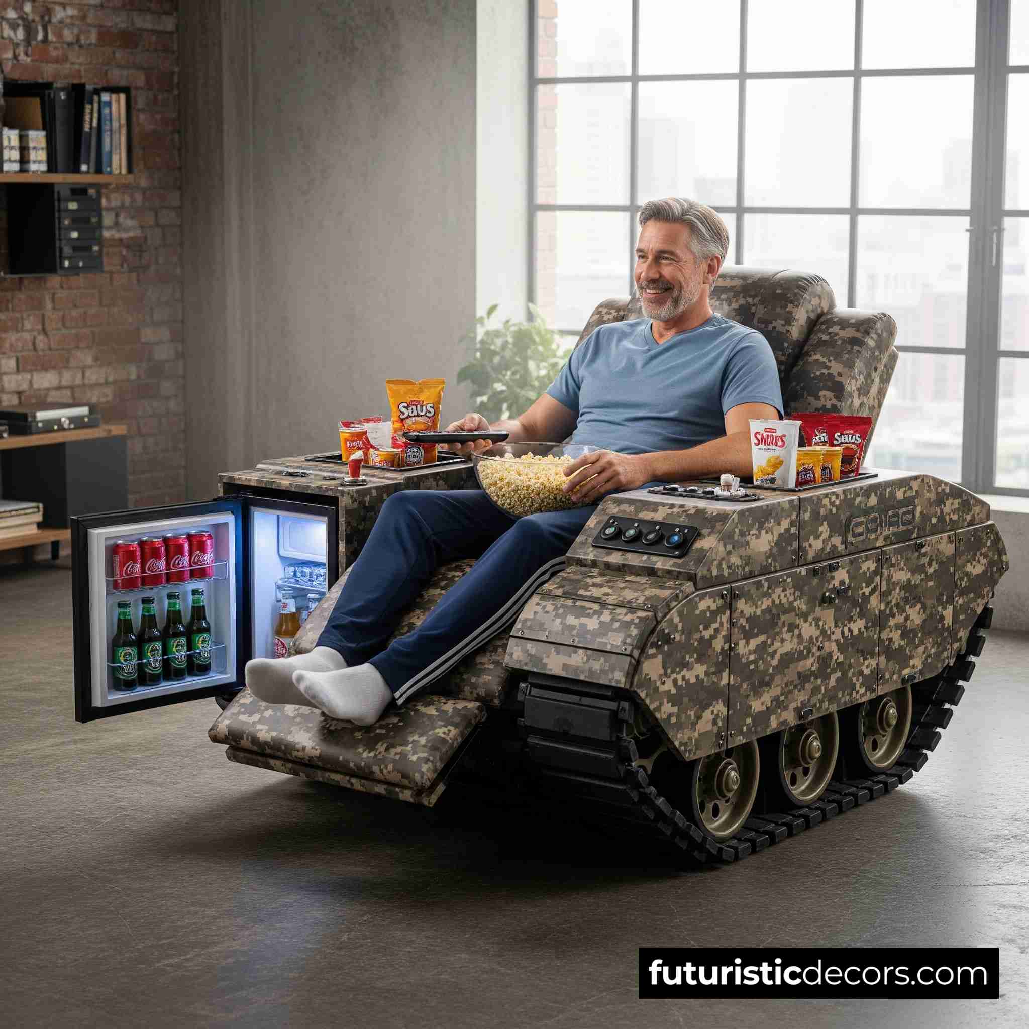 Tank Recliners Have Built-in Mini Fridges
