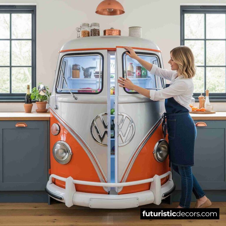Volkswagen Hippy Bus Refrigerator Ideas for Vintage & Boho Interiors