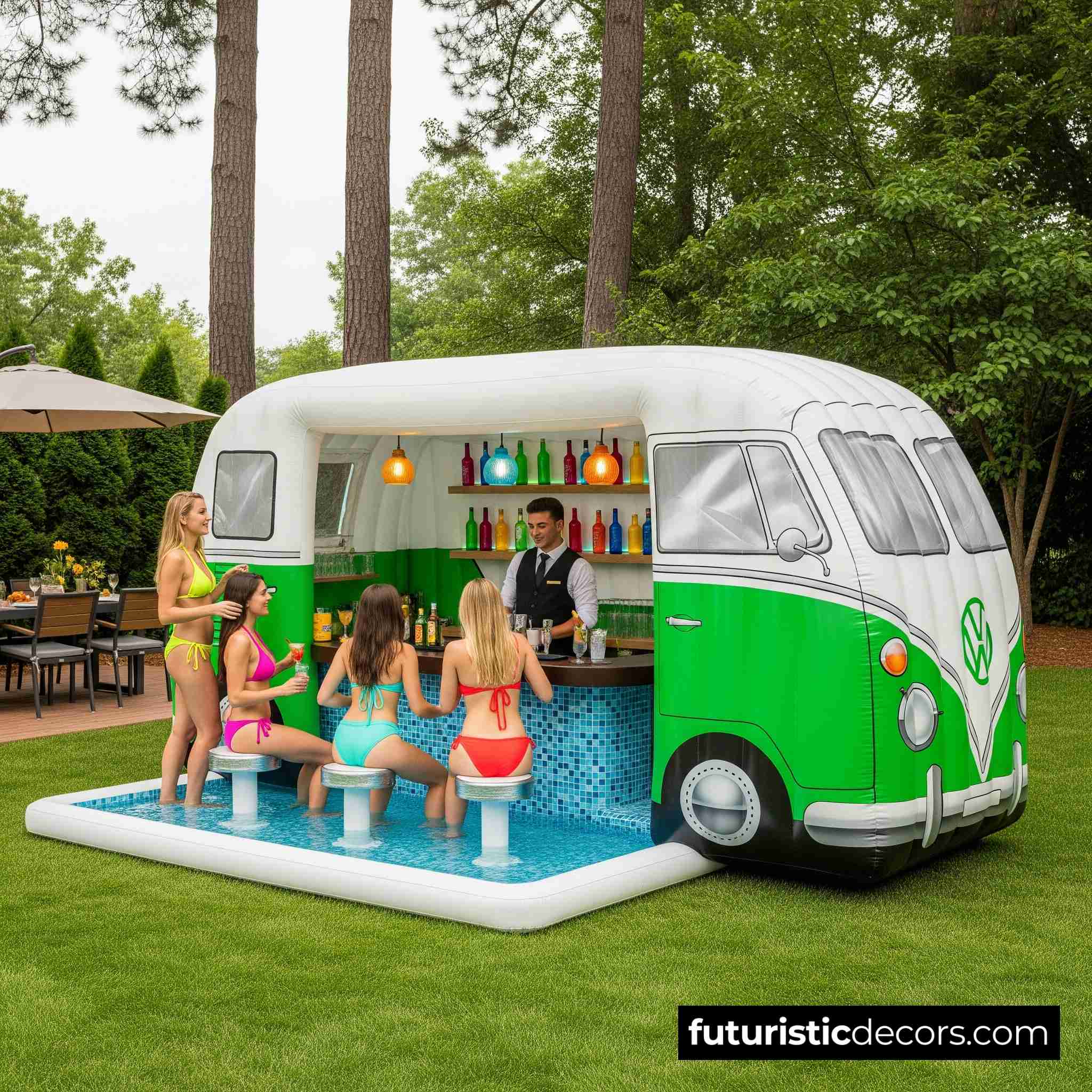 Inflatable VW Bus Pool Bar
