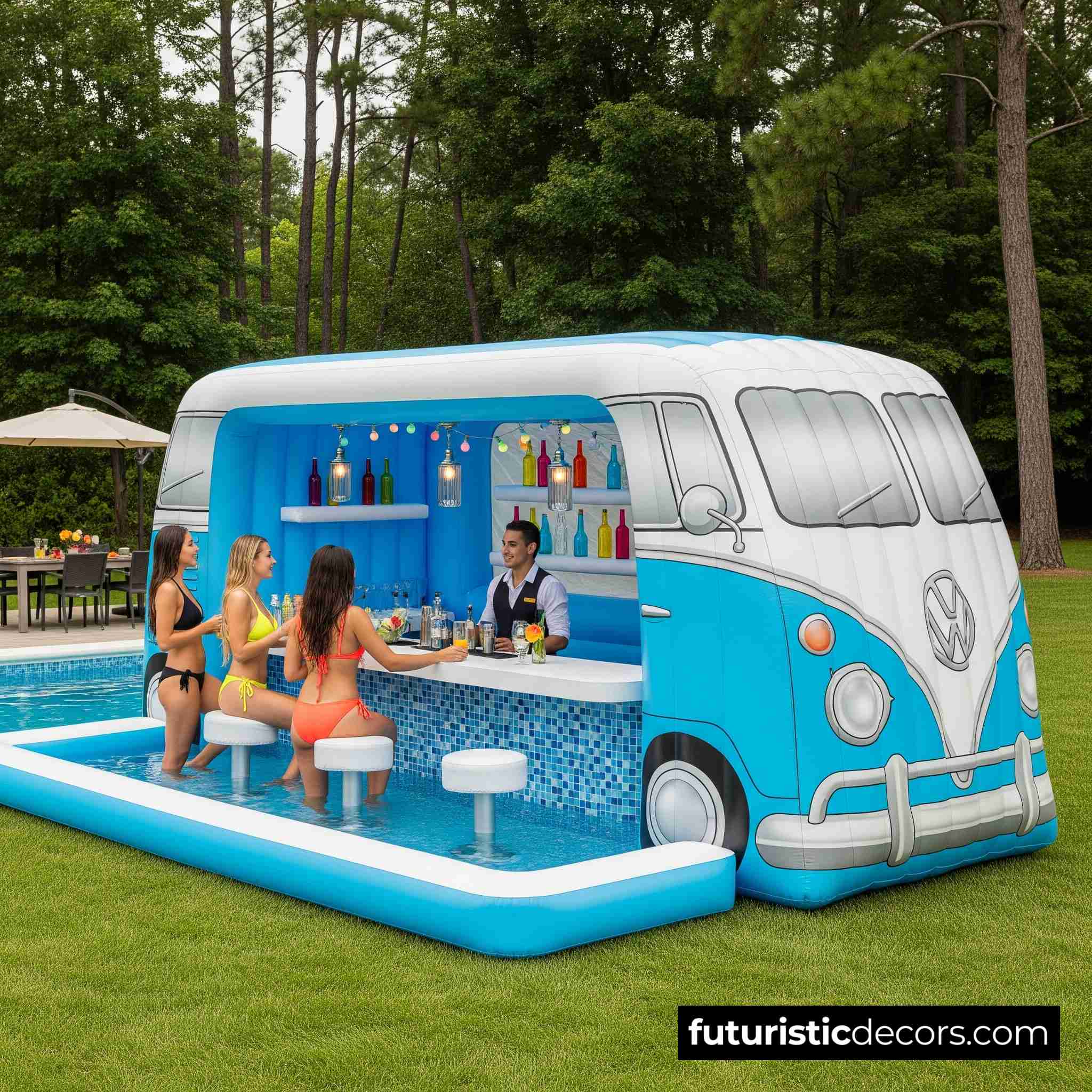 Inflatable VW Bus Pool Bar