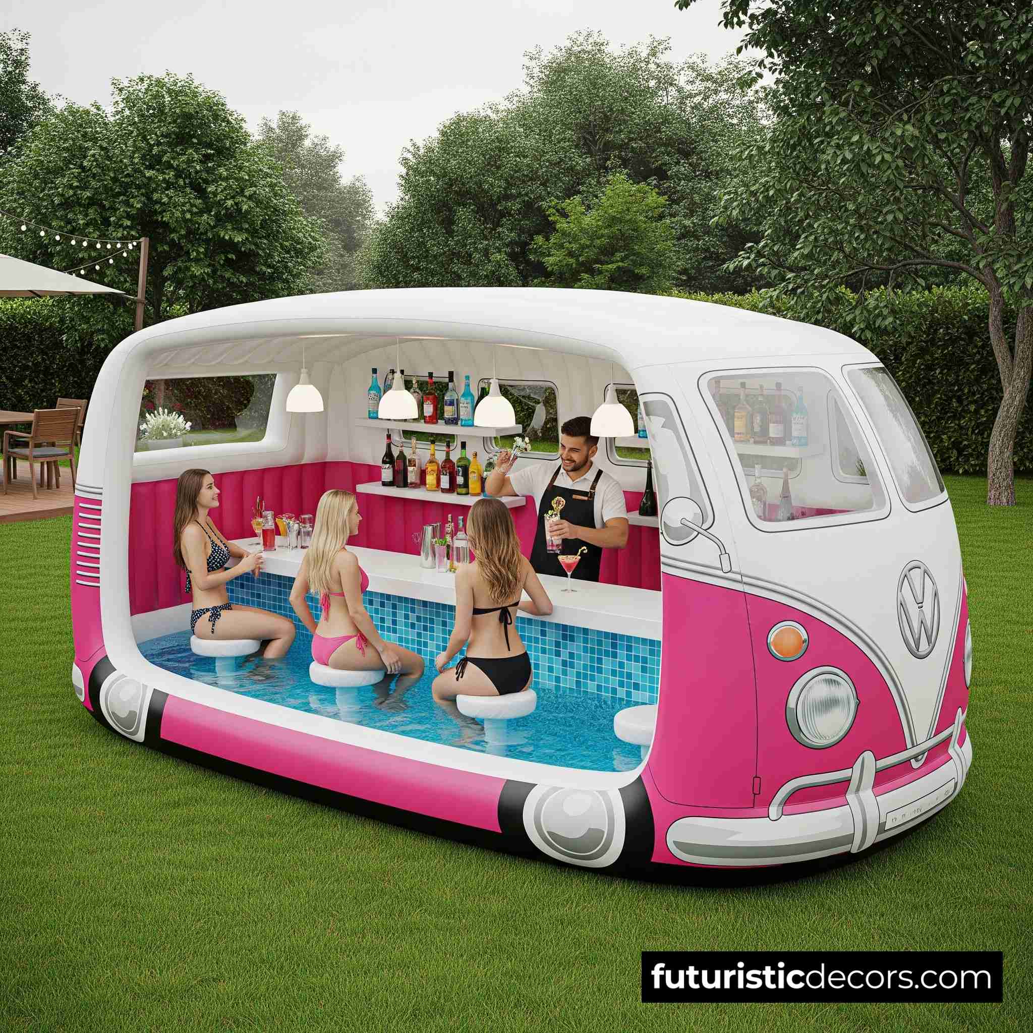 Inflatable VW Bus Pool Bar