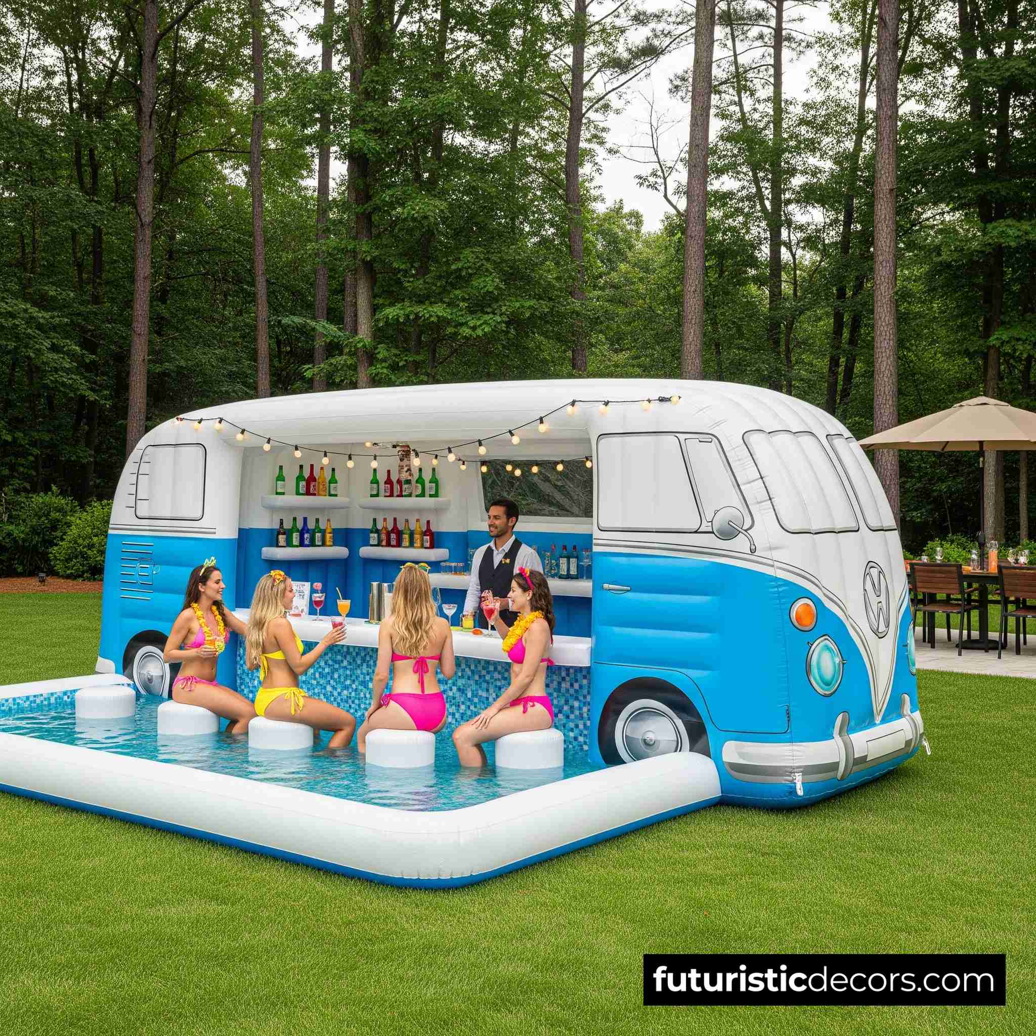 Inflatable VW Bus Pool Bar