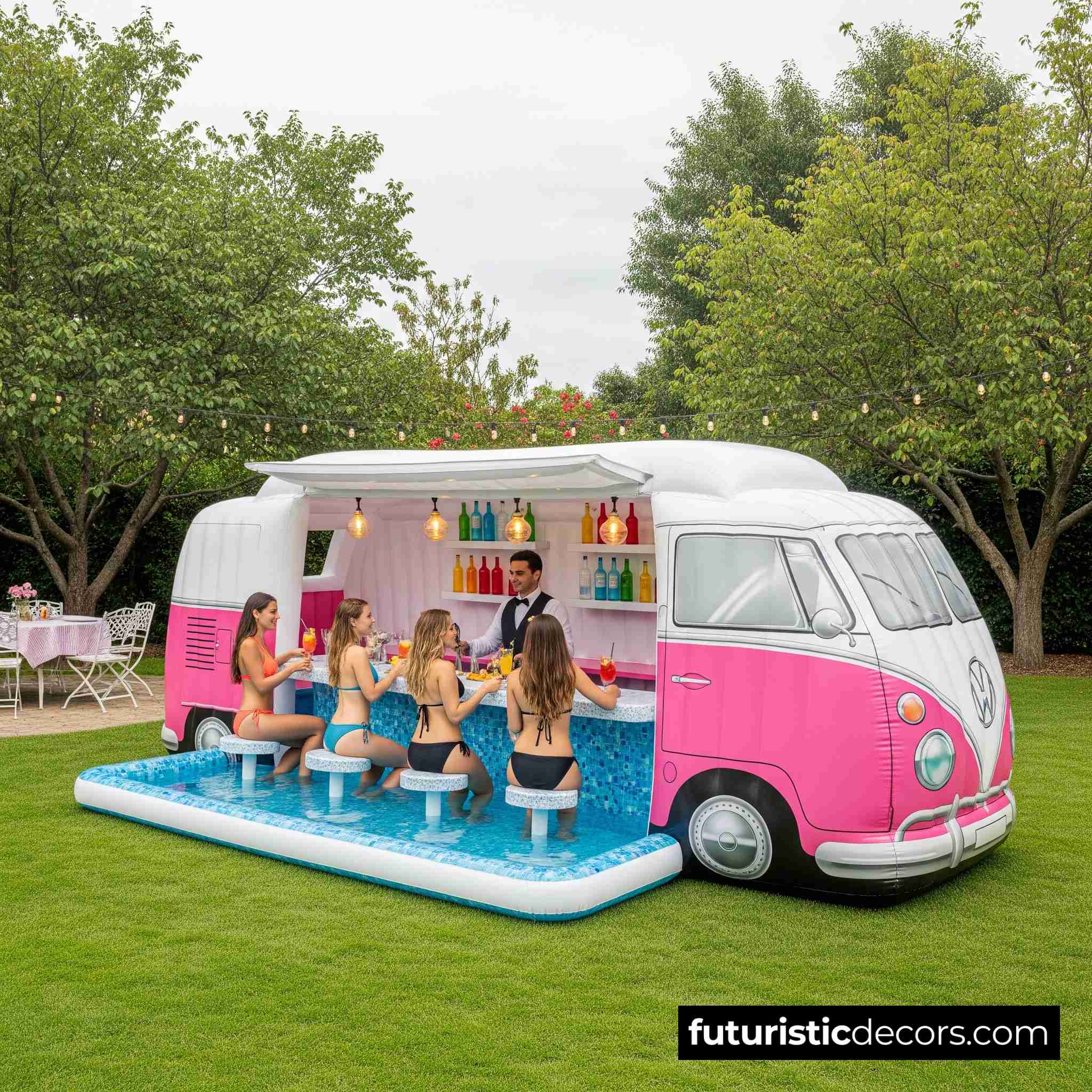 Inflatable VW Bus Pool Bar